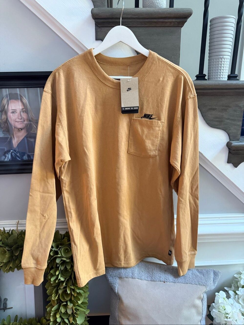 Nike The Nike Tee in Camel Long Sleeve Sz S NWT